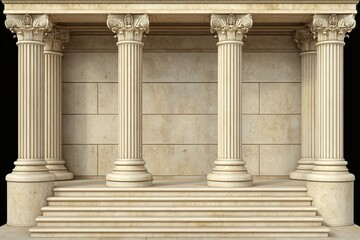 Neoclassical temple with ornate columns and stone steps, ideal for history and architecture themes.