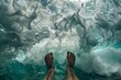 © Valentin - Captivating Underwater View of Feet Surrounded by Ocean Waves
