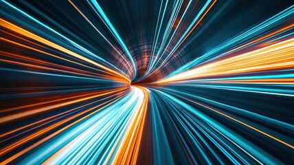Wall Mural - dynamic light trails create a vivid and abstract representation of speed and motion in a colorful, f