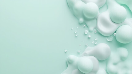 Leinwandbilder - Smooth, organic textures create clusters on soft mint background, evoking sense of calm and tranquility. delicate bubbles and droplets enhance visual appeal