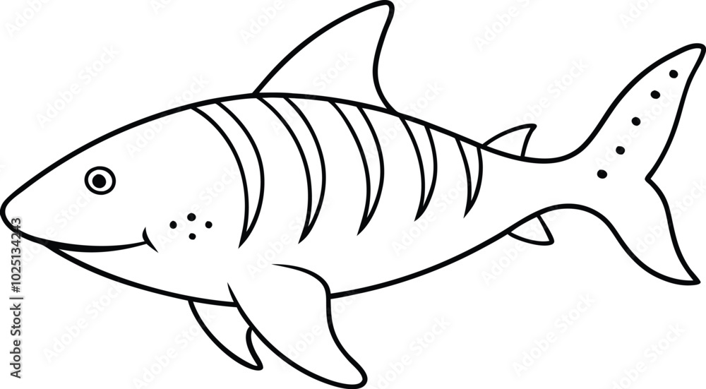 Zebra Shark outline vector art and line art illustration design