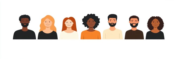 Silhouette of a diverse group of people, including black, brown, and white individuals of both male and female genders Generative AI