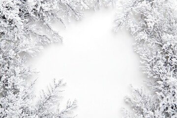 Canvas Print - A snow-covered tree stands alone against a white sky, perfect for winter scenery or seasonal decorations