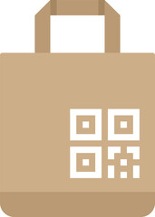 Canvas Print - Simple icon of a brown paper bag showing a qr code, for themes of online shopping and delivery