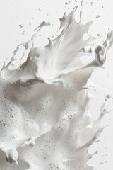 Wall Mural - A splash of milk on a white surface with a few drops spread around