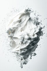 Sticker - A single swirl of whipped cream on a white surface, perfect for food and dessert photography