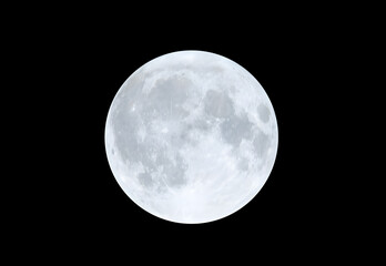 Wall Mural - full blue moon on night black sky, blue moon isolated on night sky