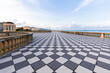 Livorno, Italy. Famous Mascagni Terrace - Terrazza Mascagni - with chess geometry pattern pavement