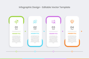 Poster - 4 step Infographics Design Template, Chart diagram, Graph, Pie chart, workflow layout, vertical rectangle diagram, report, Editable presentation design elements, Process diagram in white background