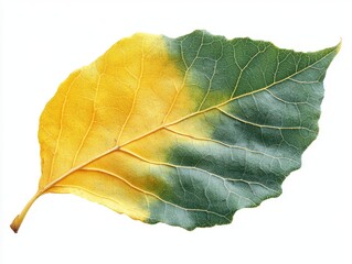 Wall Mural - a yellow tulip poplar leaf with a broad base and prominent lobes, isolated on white background