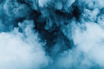 Canvas Print - An airplane flies through a dense cloud of smoke, with smoke billowing out behind it