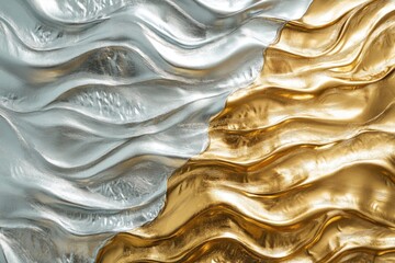 Canvas Print - A close-up shot of a gold and silver wall, often used in decorative or design contexts