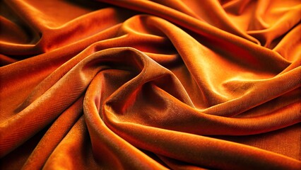 Deep orange velvet texture: a plush, soft surface with opulent folds and inviting warmth ideal for high-end textile photography, luxurious fabric showcases, and minimalist design concepts.