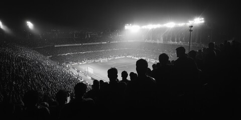 Poster - A crowd of people cheering and watching a soccer game