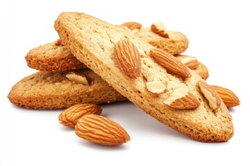 Sticker - A stack of delicious almond cookies on a clean white surface, perfect for baking or displaying