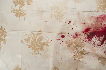 Wall Mural - A white cloth with red stains on it