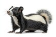 © Teerasak - A skunk standing on its hind legs with its tail raised, isolated on white background