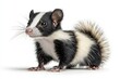 © Teerasak - A skunk standing on its hind legs with its tail raised, isolated on white background
