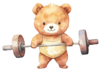 Canvas Print - PNG Cute bear fitness toy white background representation.