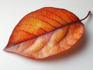 Wall Mural - A magnolia leaf with a waxy surface and smooth edges, isolated on white background 