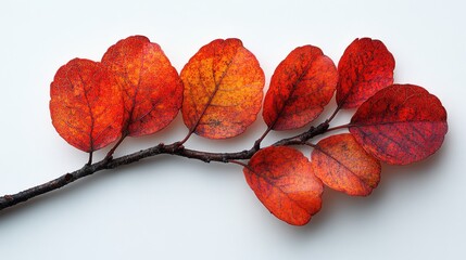 Wall Mural - A realistic redbud leaf with a heart shape and smooth surface, isolated on white background 