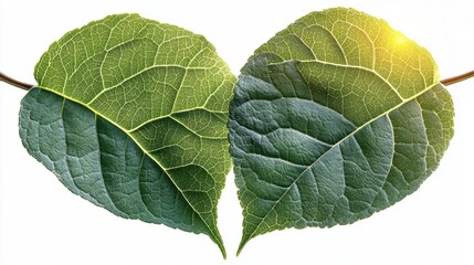 Wall Mural - A realistic redbud leaf with a heart shape and smooth surface, isolated on white background 