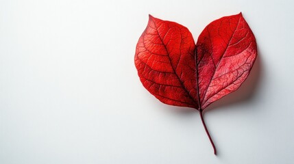 Wall Mural - A realistic redbud leaf with a heart shape and smooth surface, isolated on white background 