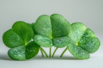 Wall Mural - a small clover leaf with three symmetrical lobes and fine veins, isolated on white background