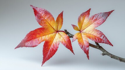 Wall Mural - a sweetgum leaf with star-like shape and prominent lobes, isolated on white background
