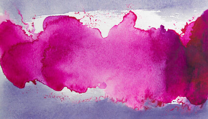 Bright magenta watercolor abstract art showcasing soft textures and vibrant hues on a gray background