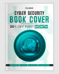 Cyber security modern book cover or flyer template, Cybersecurity Information safety booklet design or flyer