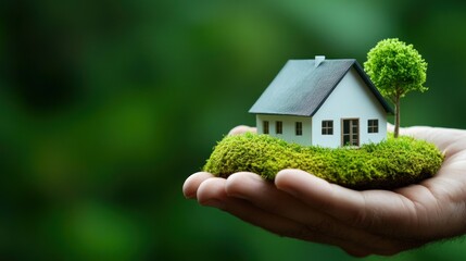 Architect holding a model of a zero-energy home, symbolizing the innovation and sustainability in green housing development