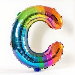 Sticker - A rainbow colored balloon shaped like the letter c. Generative AI.