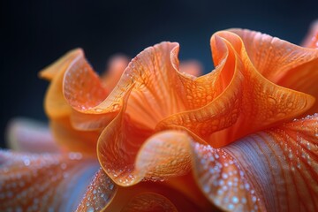 Canvas Print - An orange flower with water droplets on it. Generative AI.