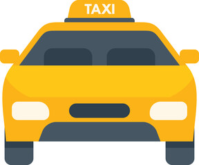 Poster - Yellow taxi cab waiting for passengers front view