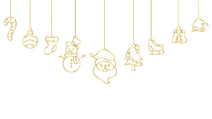Wall Mural - Merry Christmas. Christmas line art style vector illustration eps 10
