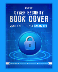 Cyber security modern book cover or flyer template, Cybersecurity Information safety booklet design or flyer