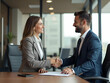 © Ershad Khan - Business people shaking hands in the office. Two businessmen handshaking in modern office.