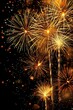 © World of AI - gold bokeh lights and fireworks banner on black background
