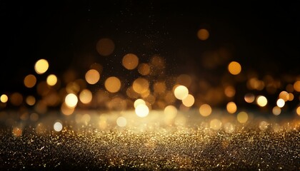 glitter vintage lights background dark gold and black de focused