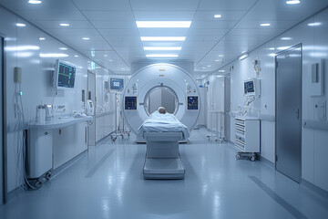 Canvas Print - A stock photo of a doctor consulting with a patient in a hospital room, representing healthcare services. Concept of health.