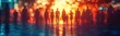 © Roman - Many people standing in a line in front of a fire