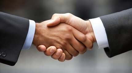 A successful business handshake between two executives, symbolizing teamwork and achievement