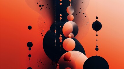 Abstract red and black graphic design with overlapping circles.