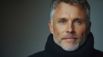 Portrait of cheerful senior man with arm crossed against studio background