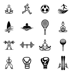 Sports Icon Package, Black and White, Outlined