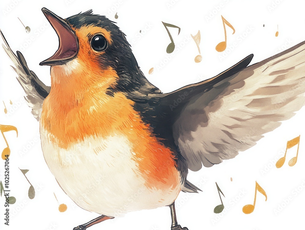 Illustrated robin bird, Super cute, super fat. Really Big eyes and its ...