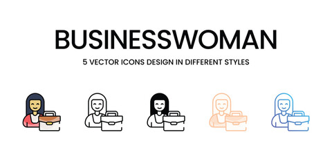 Wall Mural - Businesswoman vector icons set ready to use stock illustration