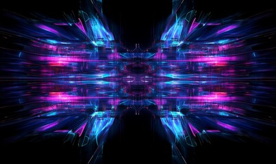 Cyberpunk reverie: Sci-fi inspired abstract with blue and purple neon light shapes on a black background