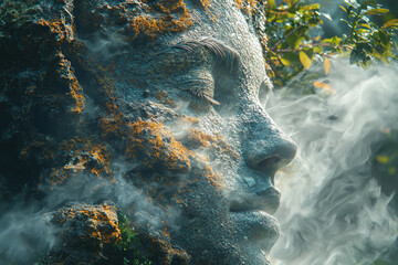 Wall Mural - a creator breathing life into a lifeless landscape, symbolizing the infusion of existence into the w